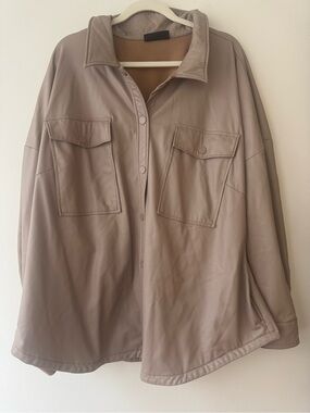 Lane Bryant Faux Leather Shacket Neutral Beige 26/29